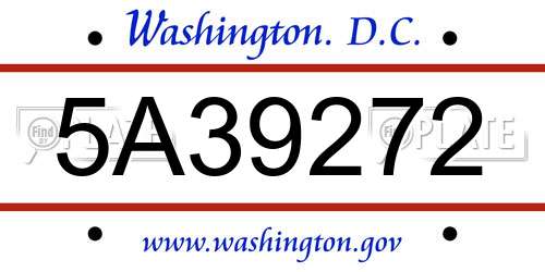 5A39272 District Of Columbia License Plate