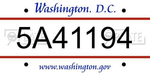 5A41194 District Of Columbia License Plate