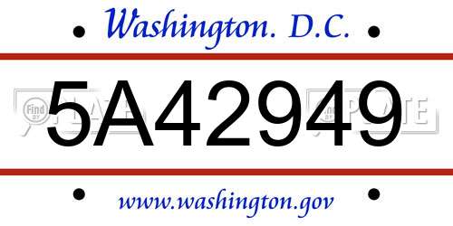5A42949 District Of Columbia License Plate