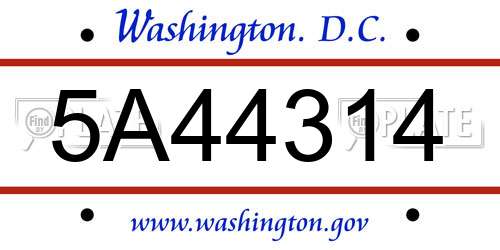 5A44314 District Of Columbia License Plate