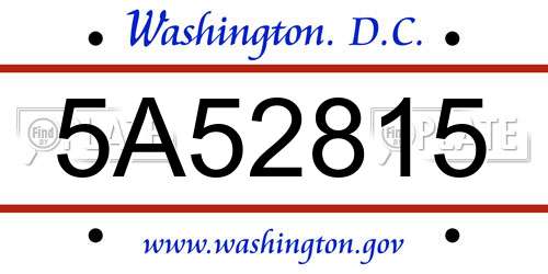 5A52815 District Of Columbia License Plate
