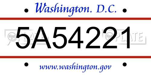 5A54221 District Of Columbia License Plate