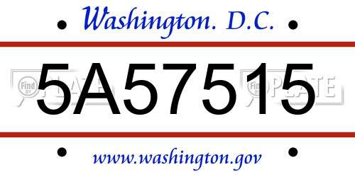 5A57515 District Of Columbia License Plate