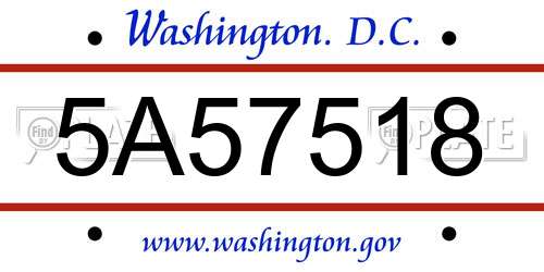 5A57518 District Of Columbia License Plate