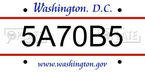 5A70B5 District Of Columbia License Plate