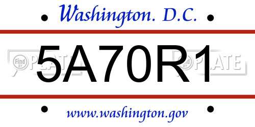 5A70R1 District Of Columbia License Plate
