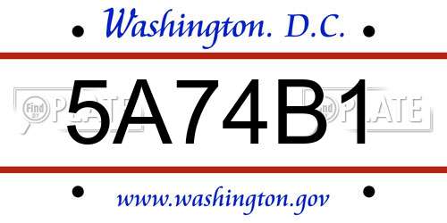 5A74B1 District Of Columbia License Plate