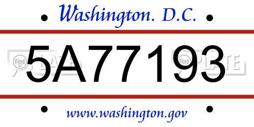 5A77193 District Of Columbia License Plate
