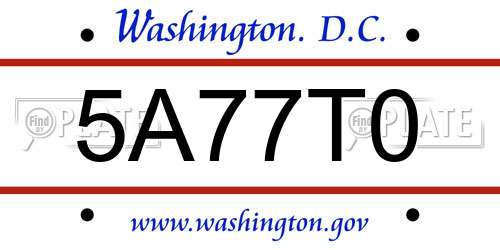 5A77T0 District Of Columbia License Plate