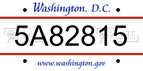 5A82815 District Of Columbia License Plate