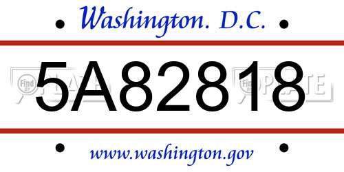 5A82818 District Of Columbia License Plate