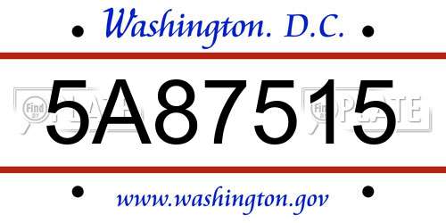 5A87515 District Of Columbia License Plate
