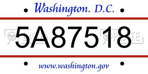 5A87518 District Of Columbia License Plate