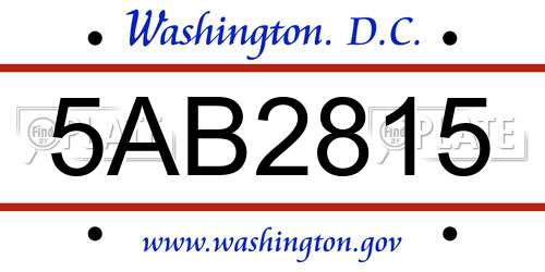 5AB2815 District Of Columbia License Plate