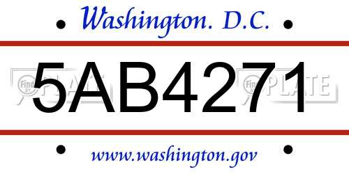 5AB4271 District Of Columbia License Plate