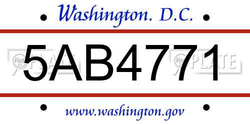 5AB4771 District Of Columbia License Plate