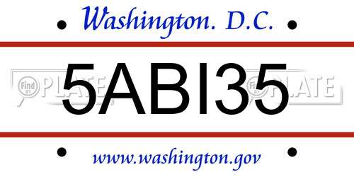 5ABI35 District Of Columbia License Plate