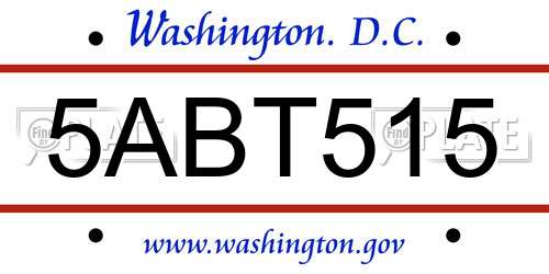 5ABT515 District Of Columbia License Plate
