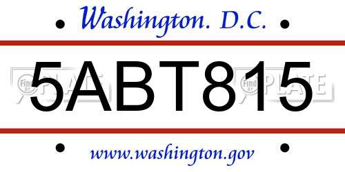 5ABT815 District Of Columbia License Plate