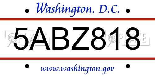 5ABZ818 District Of Columbia License Plate