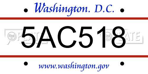 5AC518 District Of Columbia License Plate