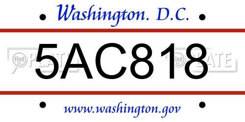 5AC818 District Of Columbia License Plate