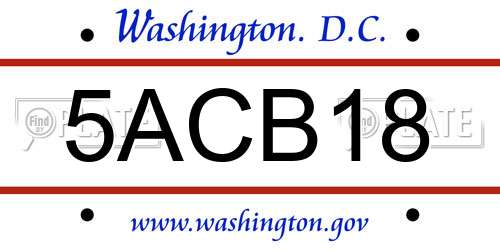 5ACB18 District Of Columbia License Plate