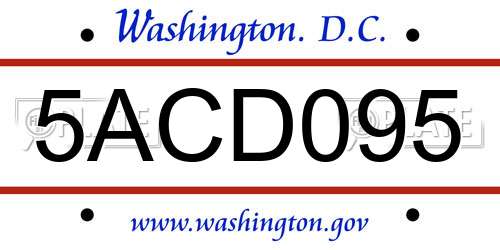 5ACD095 District Of Columbia License Plate