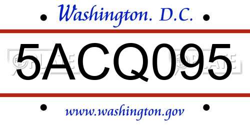 5ACQ095 District Of Columbia License Plate