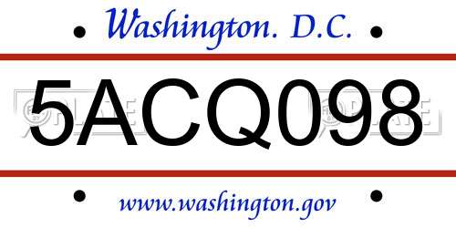 5ACQ098 District Of Columbia License Plate