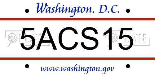 5ACS15 District Of Columbia License Plate