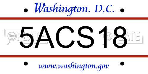 5ACS18 District Of Columbia License Plate