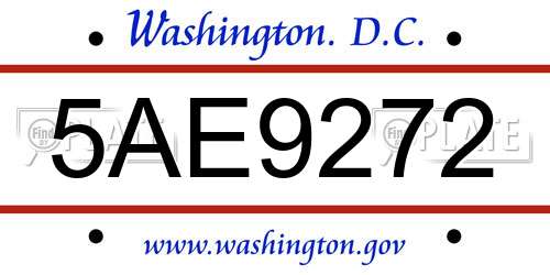 5AE9272 District Of Columbia License Plate