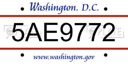 5AE9772 District Of Columbia License Plate
