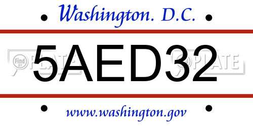 5AED32 District Of Columbia License Plate