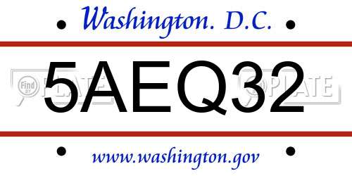 5AEQ32 District Of Columbia License Plate
