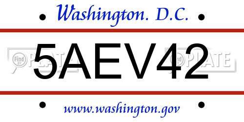 5AEV42 District Of Columbia License Plate