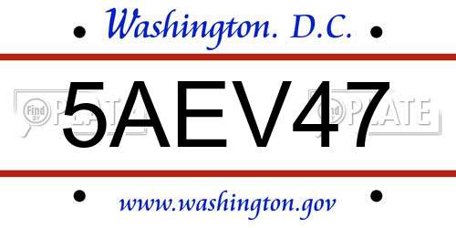 5AEV47 District Of Columbia License Plate