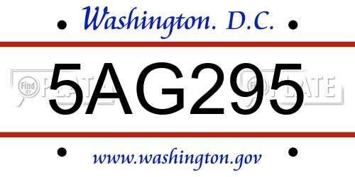 5AG295 District Of Columbia License Plate