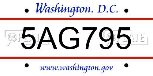 5AG795 District Of Columbia License Plate