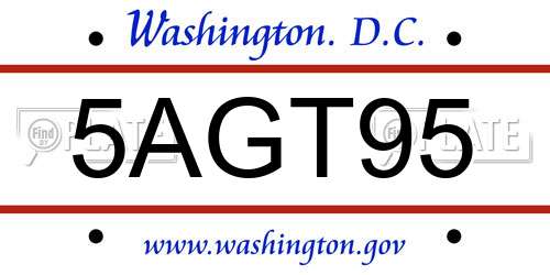 5AGT95 District Of Columbia License Plate