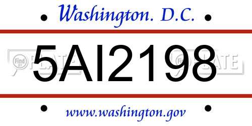 5AI2198 District Of Columbia License Plate