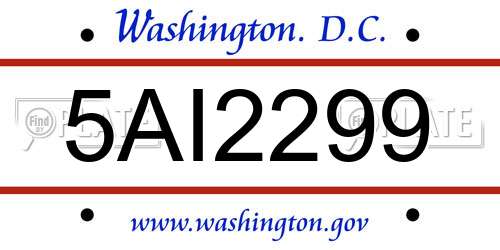 5AI2299 District Of Columbia License Plate