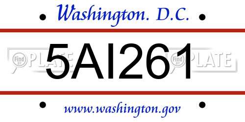 5AI261 District Of Columbia License Plate
