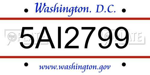 5AI2799 District Of Columbia License Plate