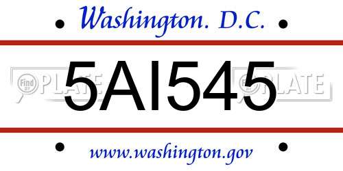 5AI545 District Of Columbia License Plate