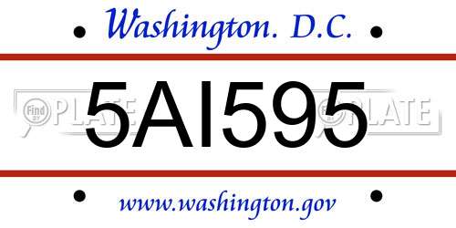 5AI595 District Of Columbia License Plate
