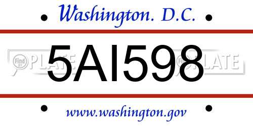 5AI598 District Of Columbia License Plate