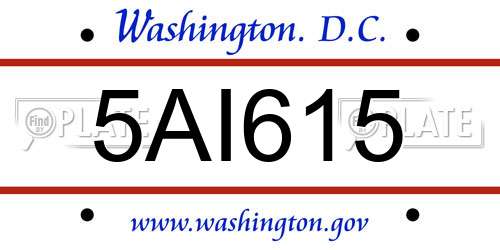 5AI615 District Of Columbia License Plate
