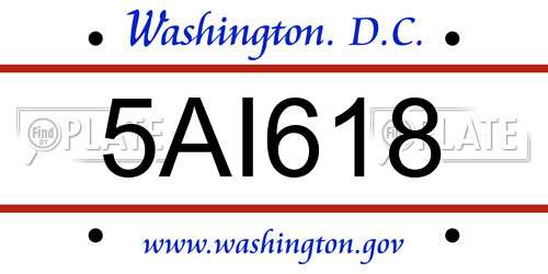 5AI618 District Of Columbia License Plate